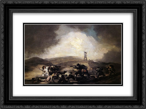 Robbery 24x18 Black Ornate Wood Framed Art Print Poster with Double Matting by Goya, Francisco