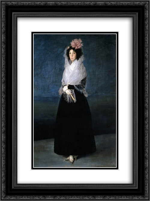 The Marquesa de la Solana 18x24 Black Ornate Wood Framed Art Print Poster with Double Matting by Goya, Francisco