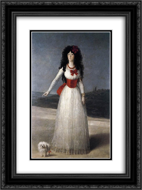 The Duchess of Alba 18x24 Black Ornate Wood Framed Art Print Poster with Double Matting by Goya, Francisco