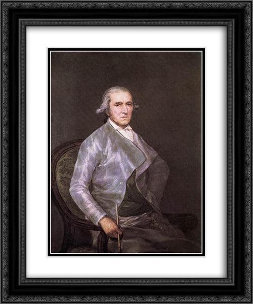 Portrait of Francisco Bayeu 20x24 Black Ornate Wood Framed Art Print Poster with Double Matting by Goya, Francisco