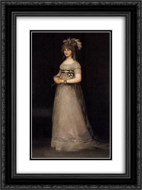 Portrait of the Countess of Chinchon 18x24 Black Ornate Wood Framed Art Print Poster with Double Matting by Goya, Francisco