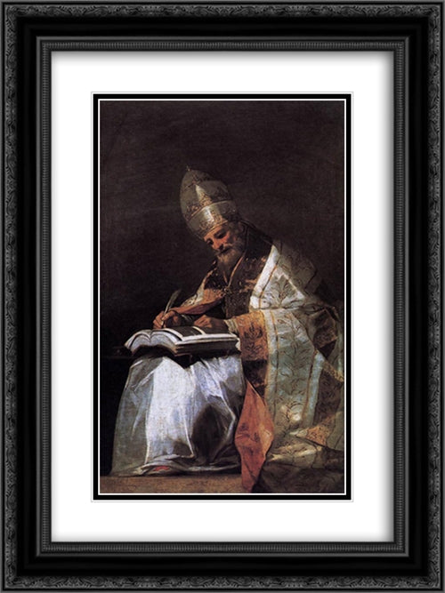 St Gregory 18x24 Black Ornate Wood Framed Art Print Poster with Double Matting by Goya, Francisco