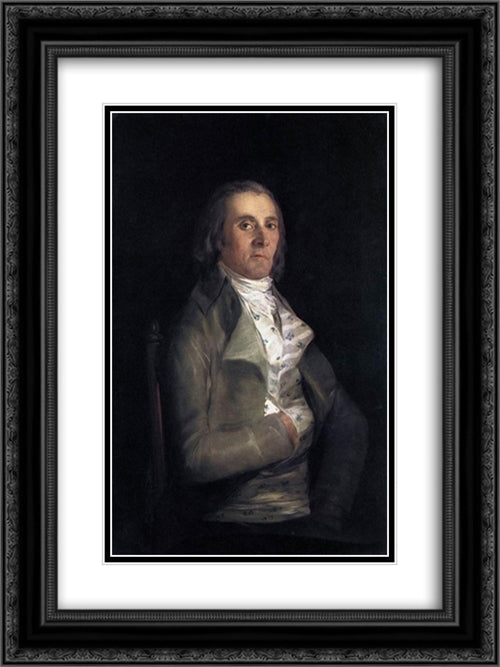 Portrait of Andres del Peral 18x24 Black Ornate Wood Framed Art Print Poster with Double Matting by Goya, Francisco