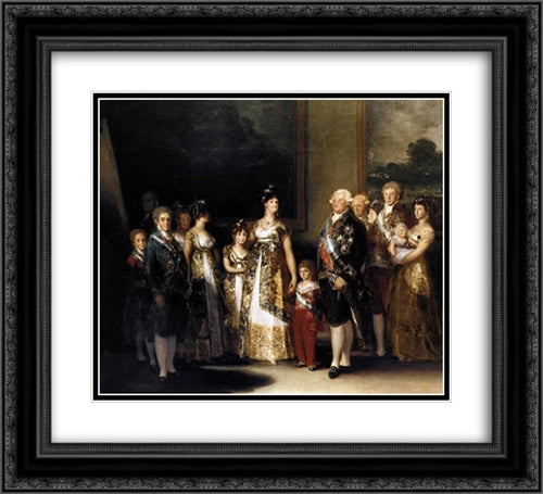 Charles IV and his Family 22x20 Black Ornate Wood Framed Art Print Poster with Double Matting by Goya, Francisco