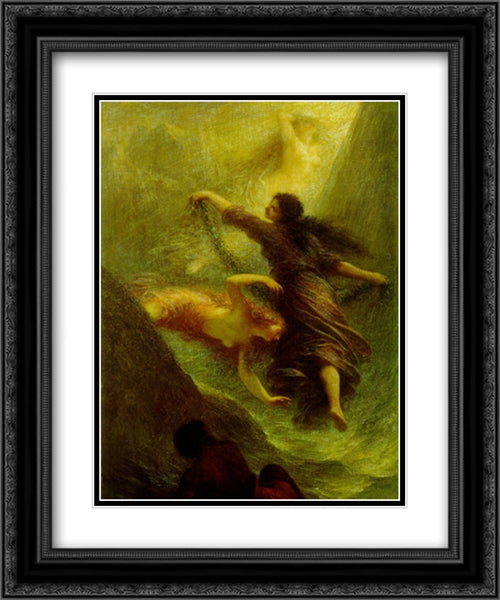 Nymphs 20x24 Black Ornate Wood Framed Art Print Poster with Double Matting by Fantin Latour, Henri