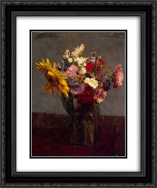 Flowers 20x24 Black Ornate Wood Framed Art Print Poster with Double Matting by Fantin Latour, Henri