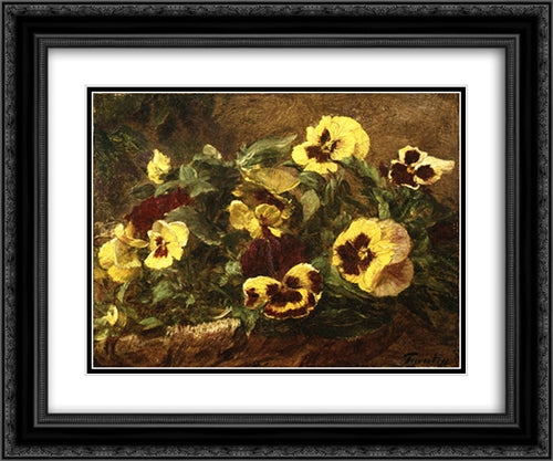 Pansies 24x20 Black Ornate Wood Framed Art Print Poster with Double Matting by Fantin Latour, Henri