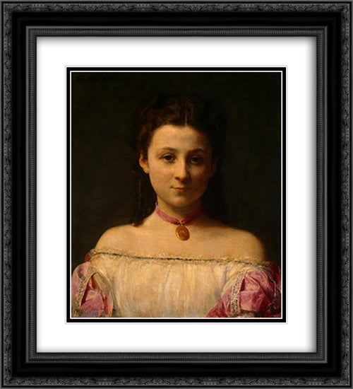 Mademoiselle de Fitz-James 20x22 Black Ornate Wood Framed Art Print Poster with Double Matting by Fantin Latour, Henri