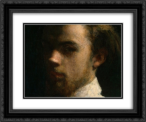 Self-Portrait [detail: 1] 24x20 Black Ornate Wood Framed Art Print Poster with Double Matting by Fantin Latour, Henri