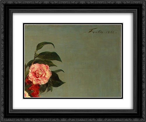 Still Life [detail: 5] 24x20 Black Ornate Wood Framed Art Print Poster with Double Matting by Fantin Latour, Henri