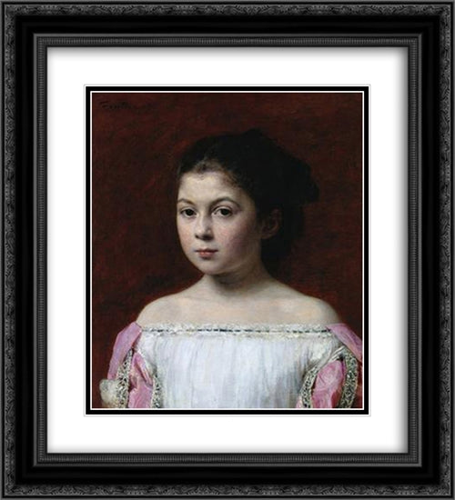 Marie-Yolande de Fitz-James 20x22 Black Ornate Wood Framed Art Print Poster with Double Matting by Fantin Latour, Henri