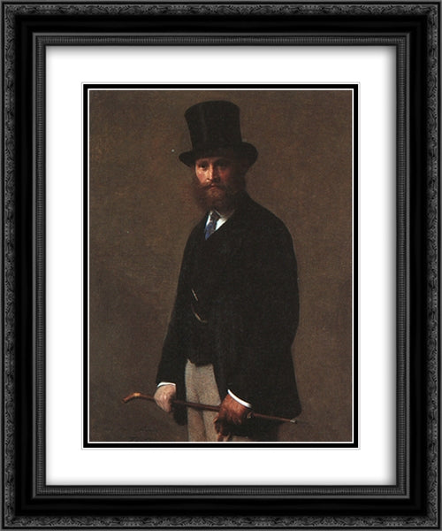 Portrait of Edouard Manet 20x24 Black Ornate Wood Framed Art Print Poster with Double Matting by Fantin Latour, Henri