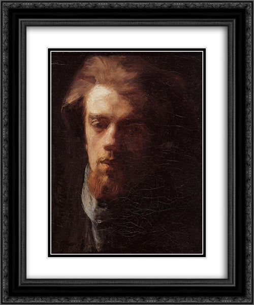 Self Portrait 20x24 Black Ornate Wood Framed Art Print Poster with Double Matting by Fantin Latour, Henri