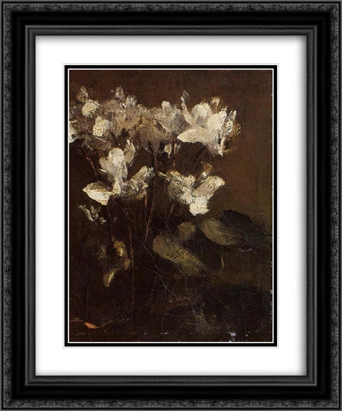 Fleurs, cyclamens 20x24 Black Ornate Wood Framed Art Print Poster with Double Matting by Fantin Latour, Henri