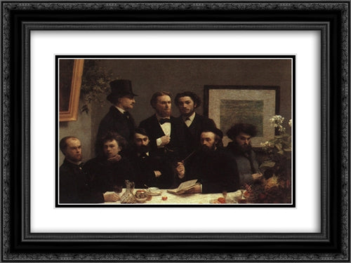 The Corner of the Table 24x18 Black Ornate Wood Framed Art Print Poster with Double Matting by Fantin Latour, Henri