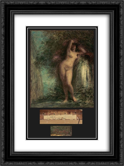 La Source 18x24 Black Ornate Wood Framed Art Print Poster with Double Matting by Fantin Latour, Henri