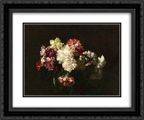 Carnations 24x20 Black Ornate Wood Framed Art Print Poster with Double Matting by Fantin Latour, Henri