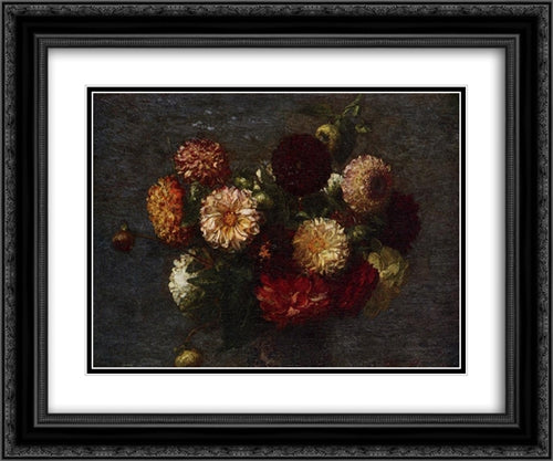 Chrysanthemums 24x20 Black Ornate Wood Framed Art Print Poster with Double Matting by Fantin Latour, Henri