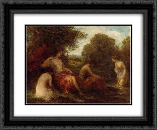 Diana and Her Handmaidens 24x20 Black Ornate Wood Framed Art Print Poster with Double Matting by Fantin Latour, Henri