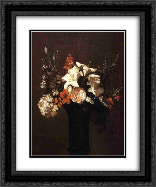 Flowers 20x24 Black Ornate Wood Framed Art Print Poster with Double Matting by Fantin Latour, Henri