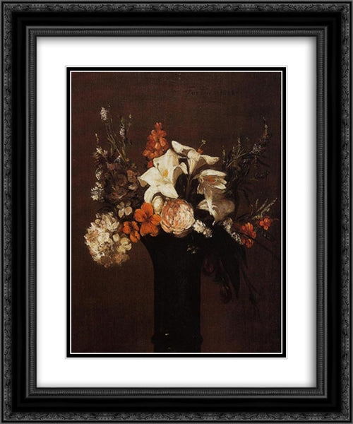 Flowers 20x24 Black Ornate Wood Framed Art Print Poster with Double Matting by Fantin Latour, Henri