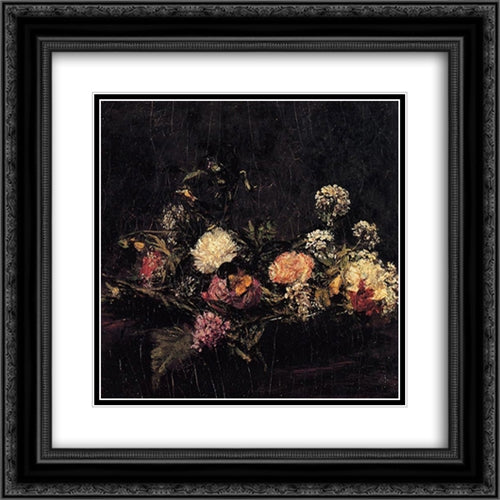 Flowers 20x20 Black Ornate Wood Framed Art Print Poster with Double Matting by Fantin Latour, Henri