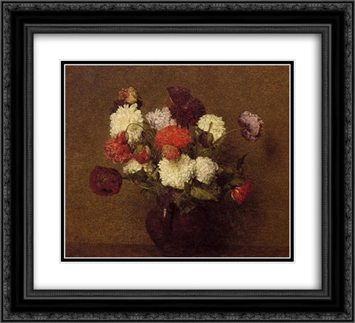 Flowers: Poppies 22x20 Black Ornate Wood Framed Art Print Poster with Double Matting by Fantin Latour, Henri