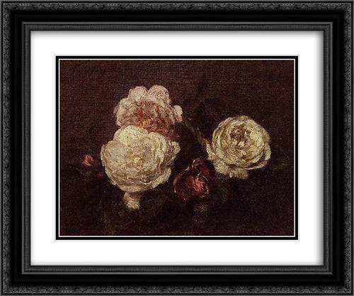 Flowers: Roses 24x20 Black Ornate Wood Framed Art Print Poster with Double Matting by Fantin Latour, Henri