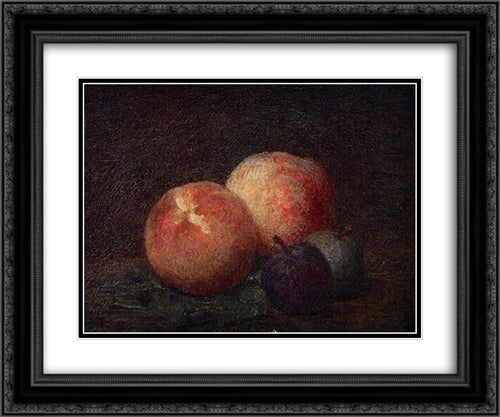 Two Peaches and Two Plums 24x20 Black Ornate Wood Framed Art Print Poster with Double Matting by Fantin Latour, Henri