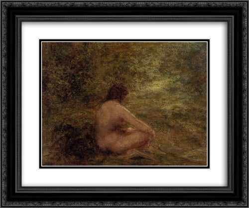 The Bather 24x20 Black Ornate Wood Framed Art Print Poster with Double Matting by Fantin Latour, Henri