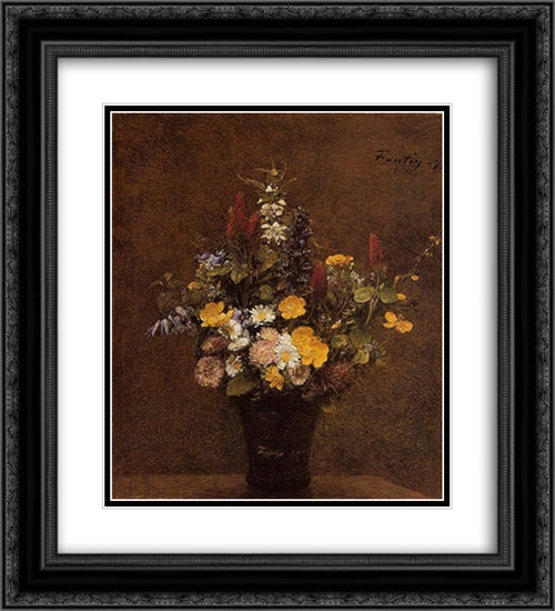 Wildflowers 20x22 Black Ornate Wood Framed Art Print Poster with Double Matting by Fantin Latour, Henri