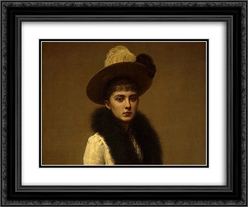 Portrait of Sonia [detail: 1] 24x20 Black Ornate Wood Framed Art Print Poster with Double Matting by Fantin Latour, Henri