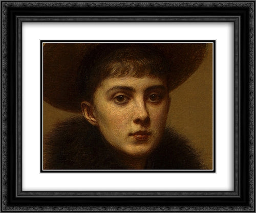 Portrait of Sonia [detail: 3] 24x20 Black Ornate Wood Framed Art Print Poster with Double Matting by Fantin Latour, Henri