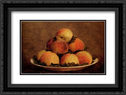 Peaches 24x18 Black Ornate Wood Framed Art Print Poster with Double Matting by Fantin Latour, Henri