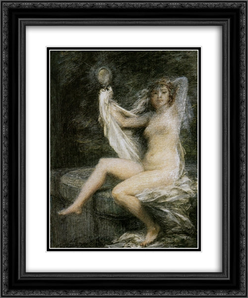 La Verite 20x24 Black Ornate Wood Framed Art Print Poster with Double Matting by Fantin Latour, Henri