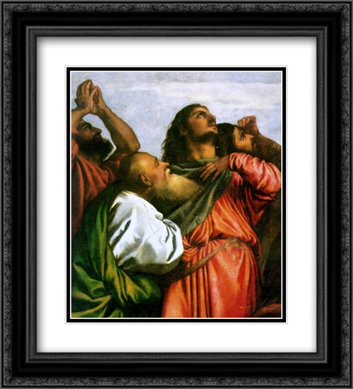 The Assumption of the Virgin [detail: 1] 20x22 Black Ornate Wood Framed Art Print Poster with Double Matting by Titian