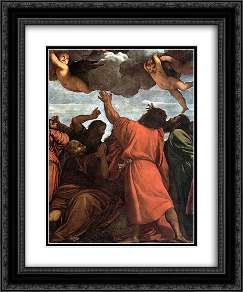 ssumption of the Virgin [detail: 3] 20x24 Black Ornate Wood Framed Art Print Poster with Double Matting by Titian