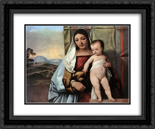 Gipsy Madonna 24x20 Black Ornate Wood Framed Art Print Poster with Double Matting by Titian