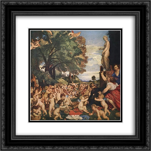 Worship of Venus 20x20 Black Ornate Wood Framed Art Print Poster with Double Matting by Titian