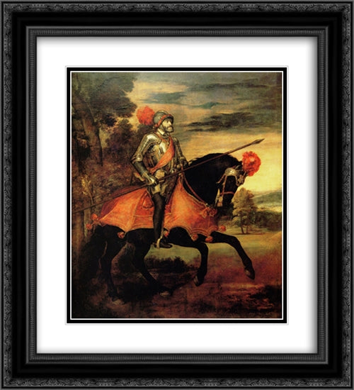 Emperor Charles 20x22 Black Ornate Wood Framed Art Print Poster with Double Matting by Titian