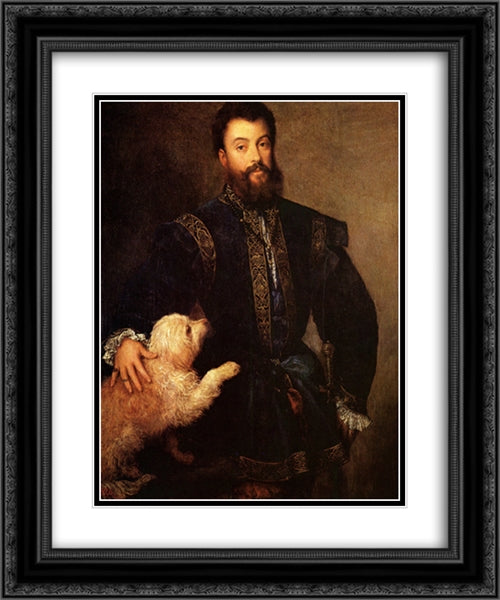 Federigo II, Gonzaga 20x24 Black Ornate Wood Framed Art Print Poster with Double Matting by Titian