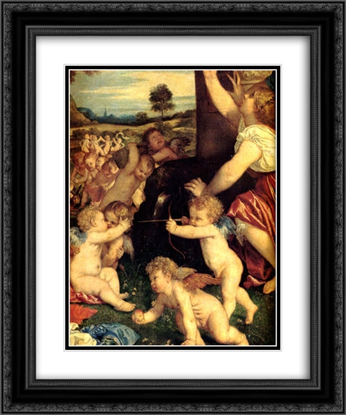 The Worship of Venus [detail: 1] 20x24 Black Ornate Wood Framed Art Print Poster with Double Matting by Titian