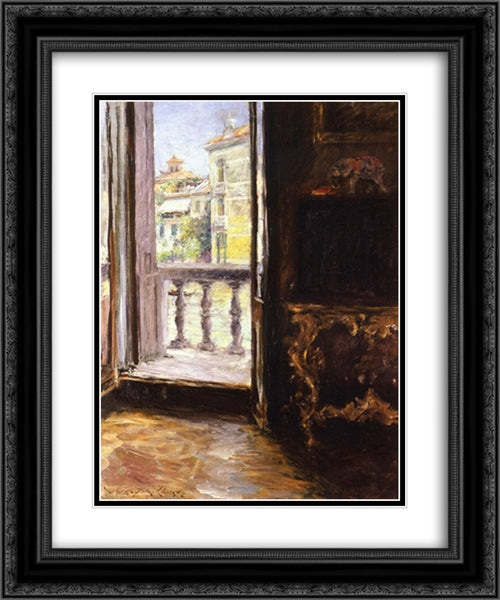 Venetian Balcony 20x24 Black Ornate Wood Framed Art Print Poster with Double Matting by Chase, William Merritt