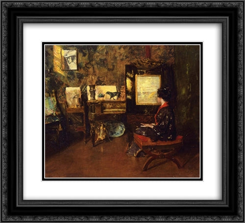 Alice in the Shinnecock Studio 22x20 Black Ornate Wood Framed Art Print Poster with Double Matting by Chase, William Merritt