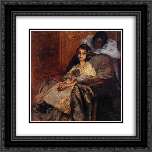 Dorothy and Her Sister 20x20 Black Ornate Wood Framed Art Print Poster with Double Matting by Chase, William Merritt