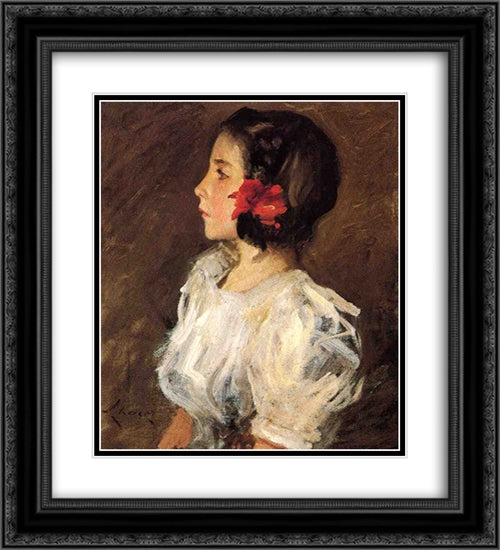 Dorothy 20x22 Black Ornate Wood Framed Art Print Poster with Double Matting by Chase, William Merritt