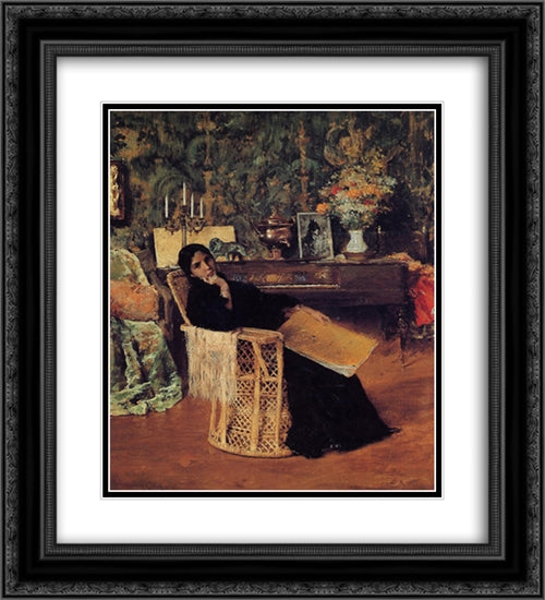 In the Studio 20x22 Black Ornate Wood Framed Art Print Poster with Double Matting by Chase, William Merritt