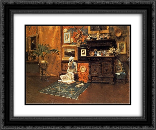 In the Studio 24x20 Black Ornate Wood Framed Art Print Poster with Double Matting by Chase, William Merritt