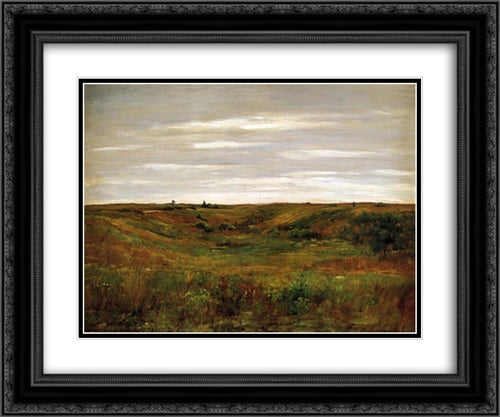 Landscape: A Shinnecock Vale 24x20 Black Ornate Wood Framed Art Print Poster with Double Matting by Chase, William Merritt