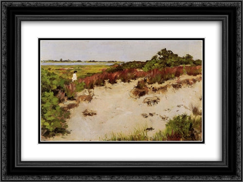 Shinnecock Landscape 24x18 Black Ornate Wood Framed Art Print Poster with Double Matting by Chase, William Merritt